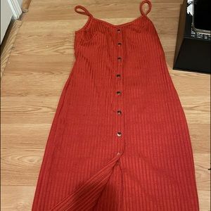 Orange Dress With Slit on Bottom